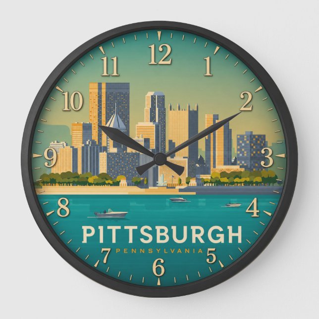 Pittsburgh Pennsylvania Skyline Stor Klocka (Framsida)