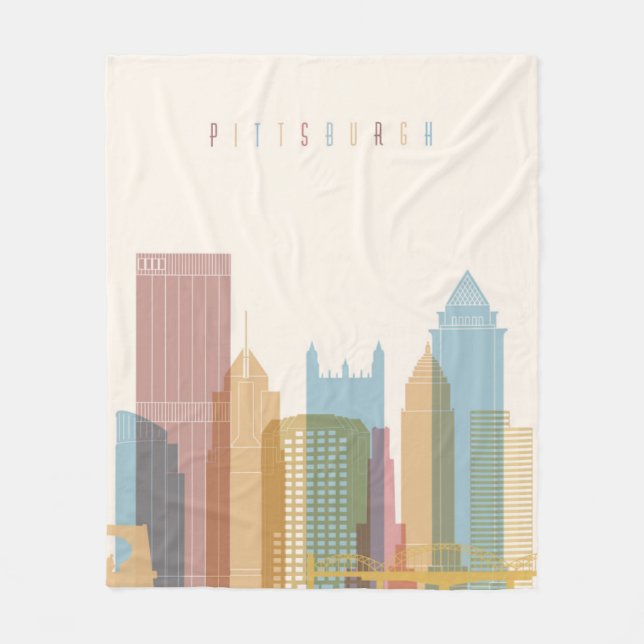 Pittsburgh Pennsylvania | stadshorisont Fleecefilt (Framsidan)