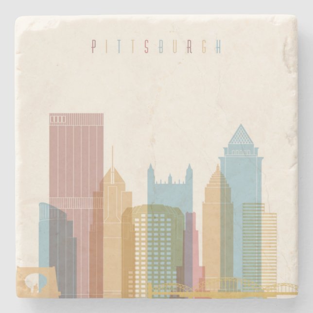 Pittsburgh Pennsylvania | stadshorisont Stenunderlägg (Framsidan)
