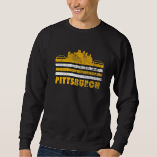 Pittsburgh Pennsylvania Steel City Skyline 412 Hom Lång Ärmad Tröja