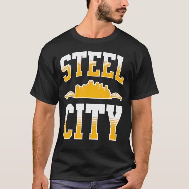 Pittsburgh Pennsylvania Steel City Skyline 412 Hom T Shirt (Framsida)