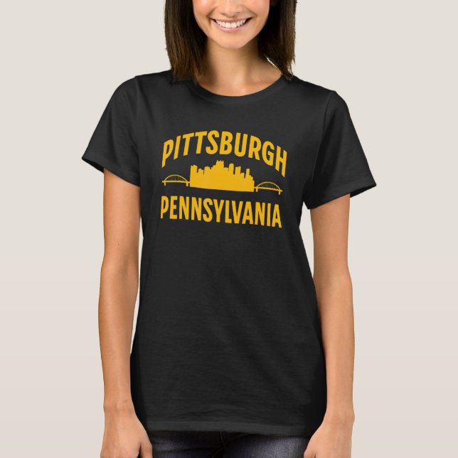 Pittsburgh Pennsylvania Steel City Skyline 412 Hom T Shirt (Framsida)