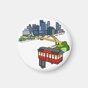 Pittsburgh Pennsylvania Steel City Skyline Art Magnet