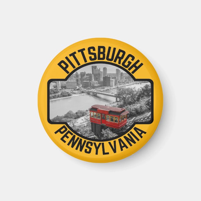 Pittsburgh Pennsylvania Steel City Skyline Incline Magnet (Framsidan)