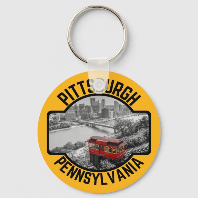 Pittsburgh Pennsylvania Steel City Skyline Incline Nyckelring (Framsida)