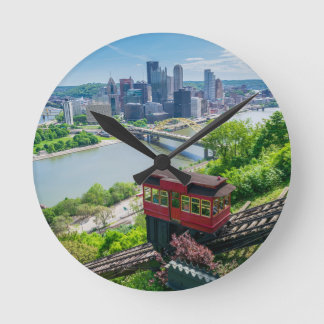 Pittsburgh Pennsylvania Steel City Skyline Incline Rund Klocka