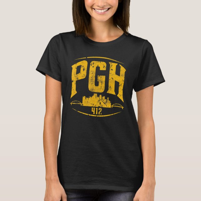 Pittsburgh Pennsylvania Steel City Skyline Pgh 412 T Shirt (Framsida)