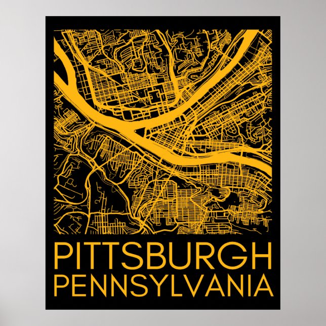 Pittsburgh Pennsylvania Steel City Vintage Karta A Poster (Framsidan)