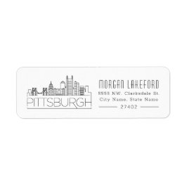 Pittsburgh, Pennsylvania Stylized Skyline | Returadress Etikett