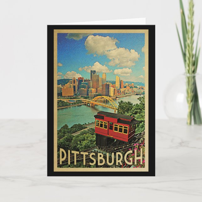 Pittsburgh Pennsylvania Vintage resor Kort (Framsida)