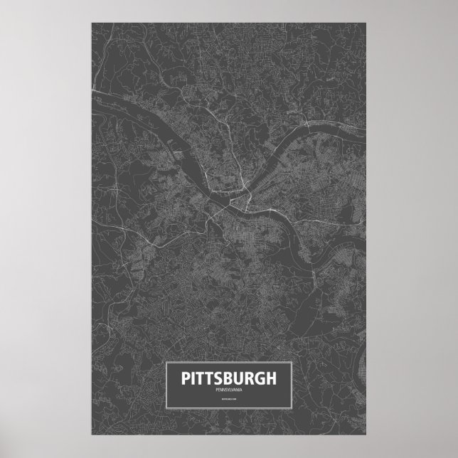 Pittsburgh, Pennsylvania (vit på svart) Poster (Framsidan)