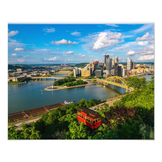 Pittsburgh Photo Print City View med Incline Fototryck (Framsidan)