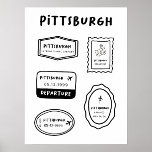 Pittsburgh - Resan Frimärke Collection Minimalis Poster