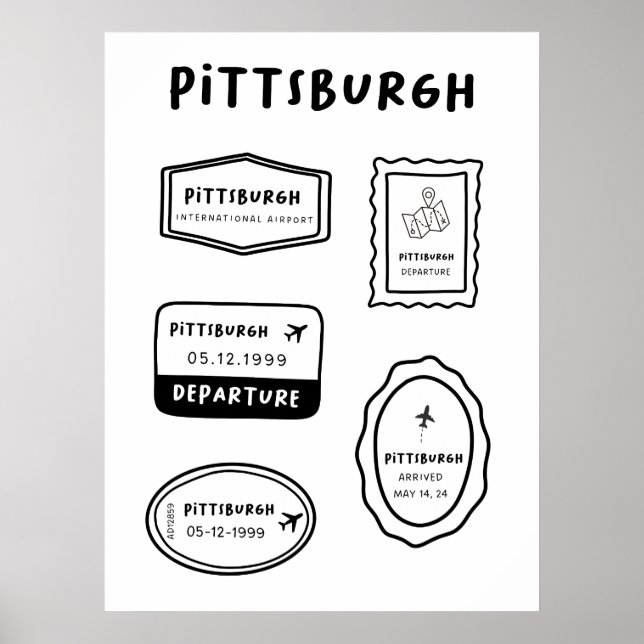 Pittsburgh - Resan Frimärke Collection | Minimalis Poster (Framsidan)