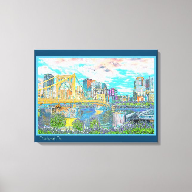 Pittsburgh Retro Art Photo Wall Canvas (Framsida)
