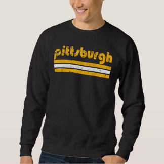 Pittsburgh Retro Vintage 3 Stripes Weathered Throw Lång Ärmad Tröja
