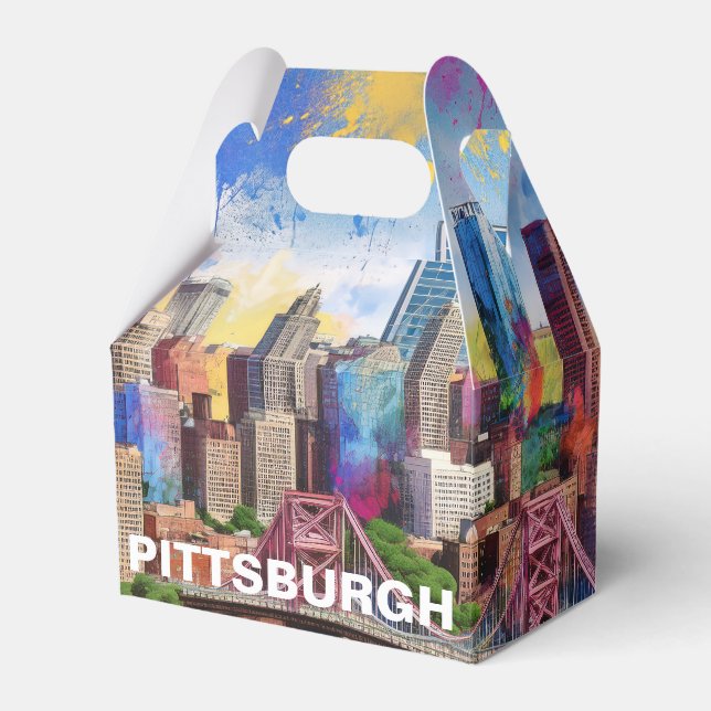 Pittsburgh Siluett Abstrakt Konst Presentaskar (Framsidan Sidan)