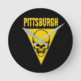 Pittsburgh Skull Rund Klocka