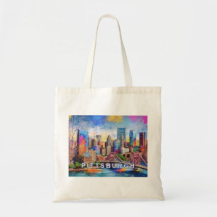 Pittsburgh Skyline Abstrakt Art Tygkasse