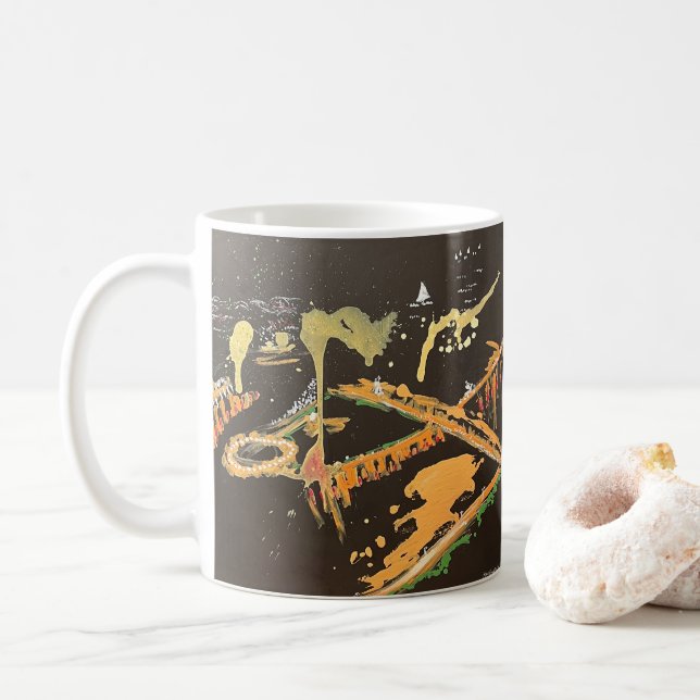 Pittsburgh Skyline Abstrakt Painting Two-Tone Coff Kaffemugg (Med munk)