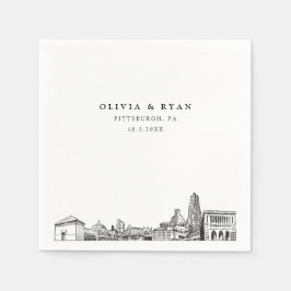 Pittsburgh Skyline Bröllop Papper Cocktail Napkin Pappersservett