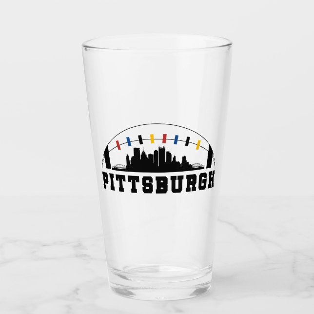 Pittsburgh Skyline Football Glass Glaskopp (Framsida)