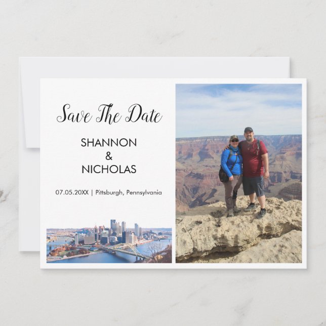 Pittsburgh Skyline Förlovning Photo Save Date Spara Datumet (Framsida)