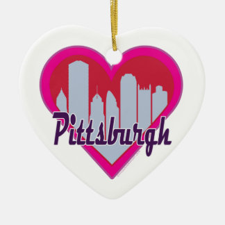 Pittsburgh Skyline Heart Julgransprydnad Keramik