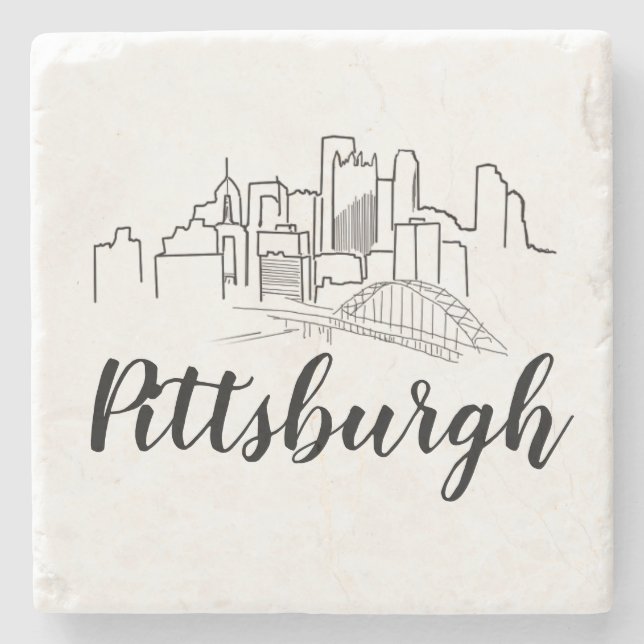 Pittsburgh Skyline Illustration Art Stenunderlägg (Framsidan)