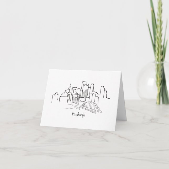 Pittsburgh Skyline Illustration Tack Kort (Framsida)