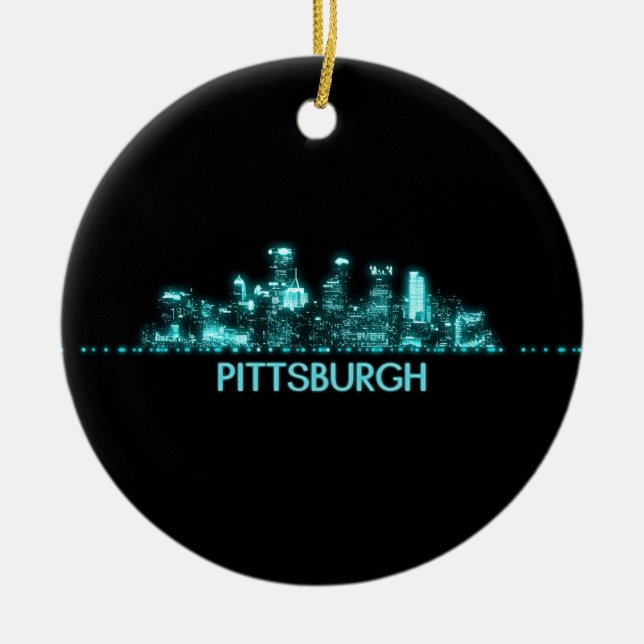 Pittsburgh Skyline Julgransprydnad Keramik (Framsidan)