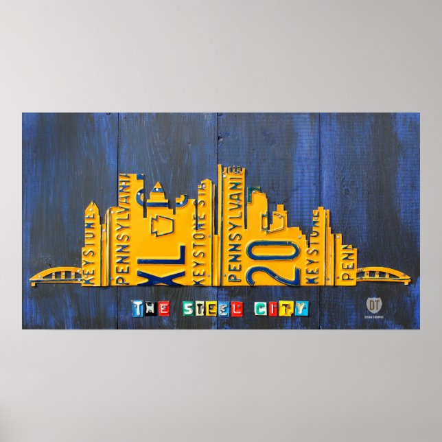 Pittsburgh Skyline License Plate Art Poster (Framsidan)