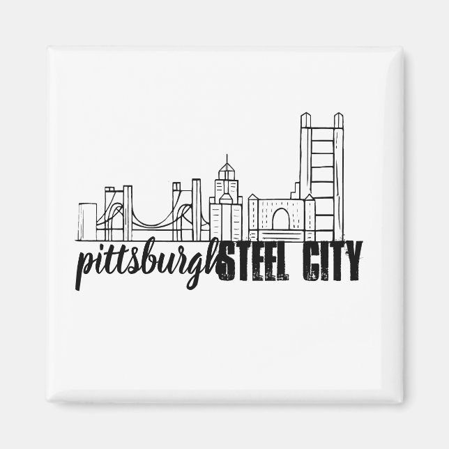 Pittsburgh Skyline Magnet (Framsidan)