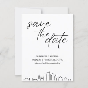 Pittsburgh Skyline MINIMALIST Spara datumet Inbjudningar