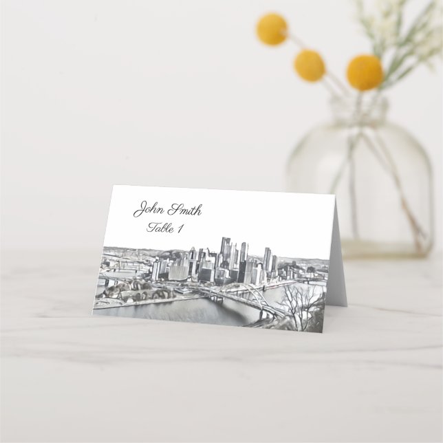 Pittsburgh Skyline-platskort Placeringskort (Framsida)