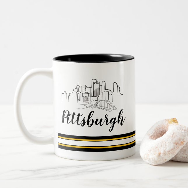 Pittsburgh Skyline Steelers Två-Tonad Mugg (Med munk)