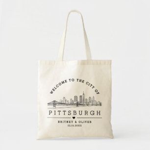 Pittsburgh Skyline Tote Bag - Personligt bröllp-fö Tygkasse