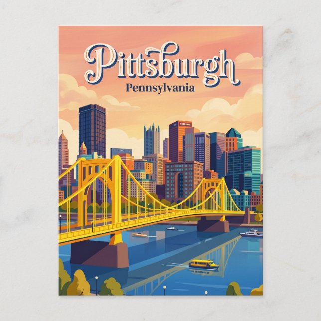 Pittsburgh Skyline USA Vykort (Framsida)