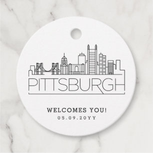 Pittsburgh Skyline   Välkomsthälsoförmån för Bröll Gåvor Etiketter