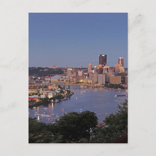 Pittsburgh Skyline vid Dusk Vykort (Framsida)