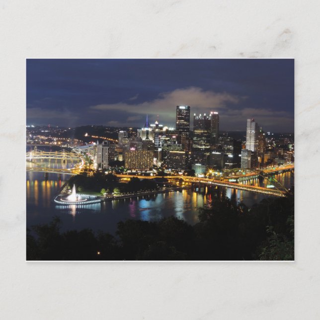 Pittsburgh Skyline vid Dusk Vykort (Framsida)