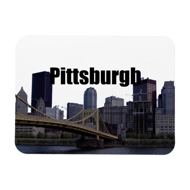 Pittsburgh Skyline w/ Pittsburgh i Himlar Magnet (Horisontell)