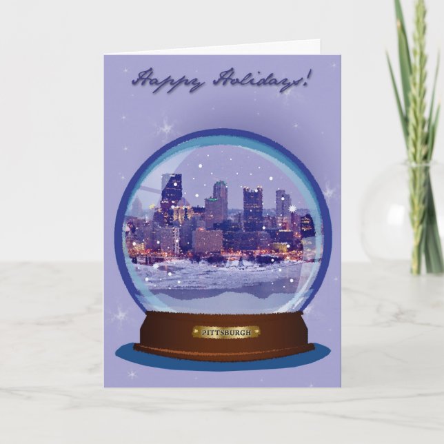 Pittsburgh Snowglobe helgdagkort Helgkort (Framsida)