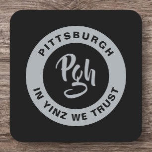 Pittsburgh Sports Yinz Anpassningsbar Barware Squa Underlägg Papper Kvadrat