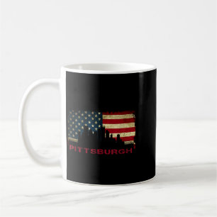 Pittsburgh stads siluett konst usa flagga stålstad kaffemugg