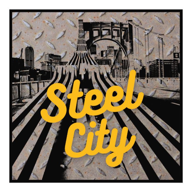 Pittsburgh Steel City Bridge Skyline Pennsylvania Fototryck (Framsidan)