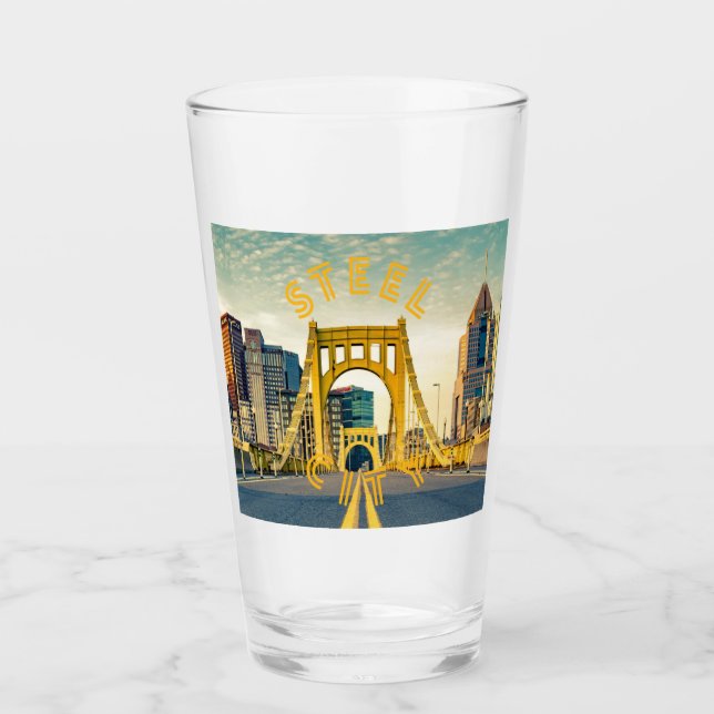 Pittsburgh Steel City Skyline 412 Pennsylvania Can Glaskopp (Framsida)