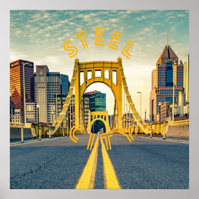 Pittsburgh Steel City Skyline 412 Pennsylvania Can Poster (Framsidan)