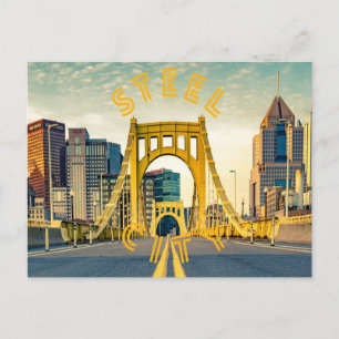 Pittsburgh Steel City Skyline 412 Pennsylvania Can Vykort