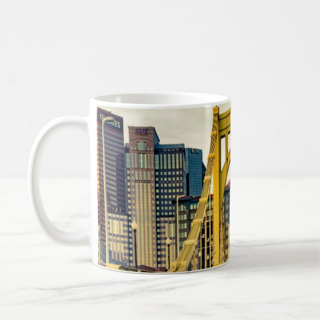 Pittsburgh Steel City Skyline 412 Pennsylvania kan Kaffemugg (Vänster)